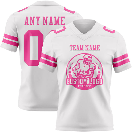 Custom White Pink Mesh Authentic Football Jersey - Sky-Custom
