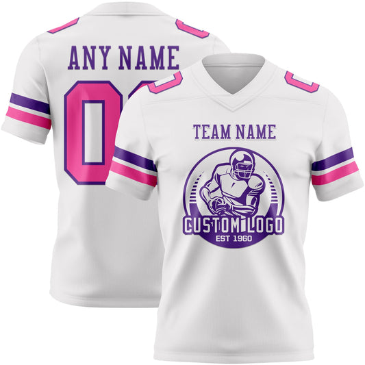 Custom White Pink-Purple Mesh Authentic Football Jersey - Sky-Custom