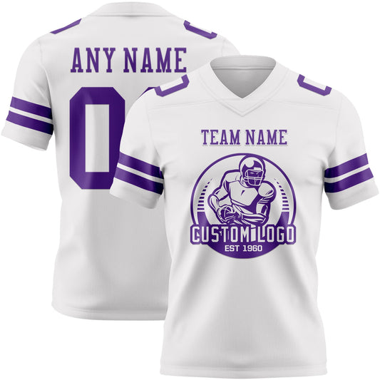 Custom White Purple Mesh Authentic Football Jersey - Sky-Custom