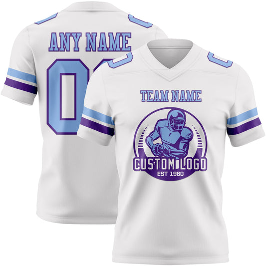 Custom White Light Blue-Purple Mesh Authentic Football Jersey - Sky-Custom