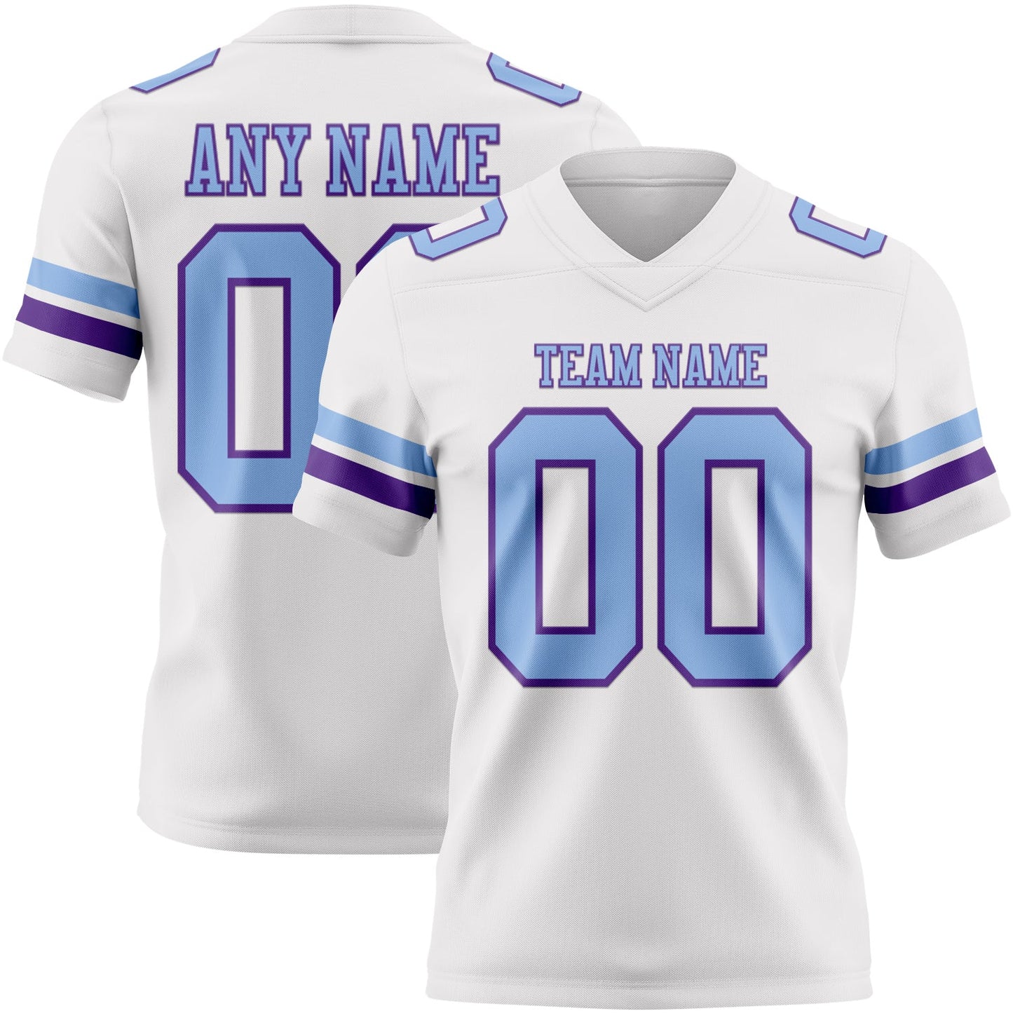 Custom White Light Blue-Purple Mesh Authentic Football Jersey - Sky-Custom