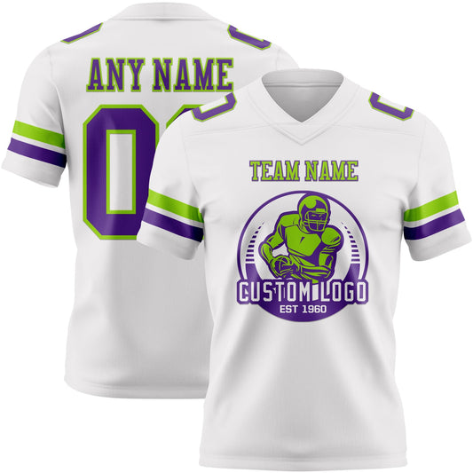 Custom White Purple-Neon Green Mesh Authentic Football Jersey - Sky-Custom