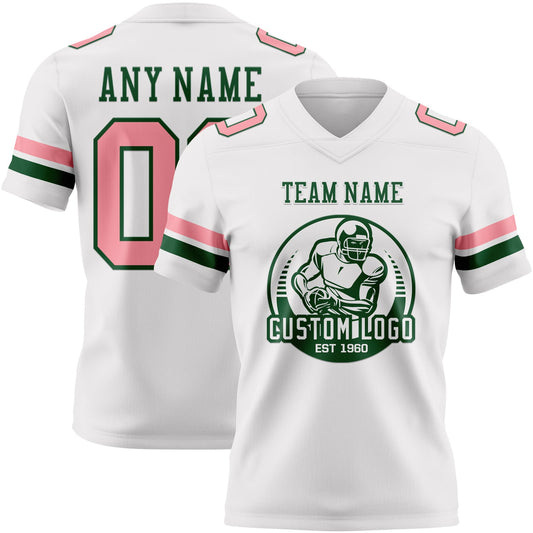 Custom White Medium Pink-Green Mesh Authentic Football Jersey - Sky-Custom