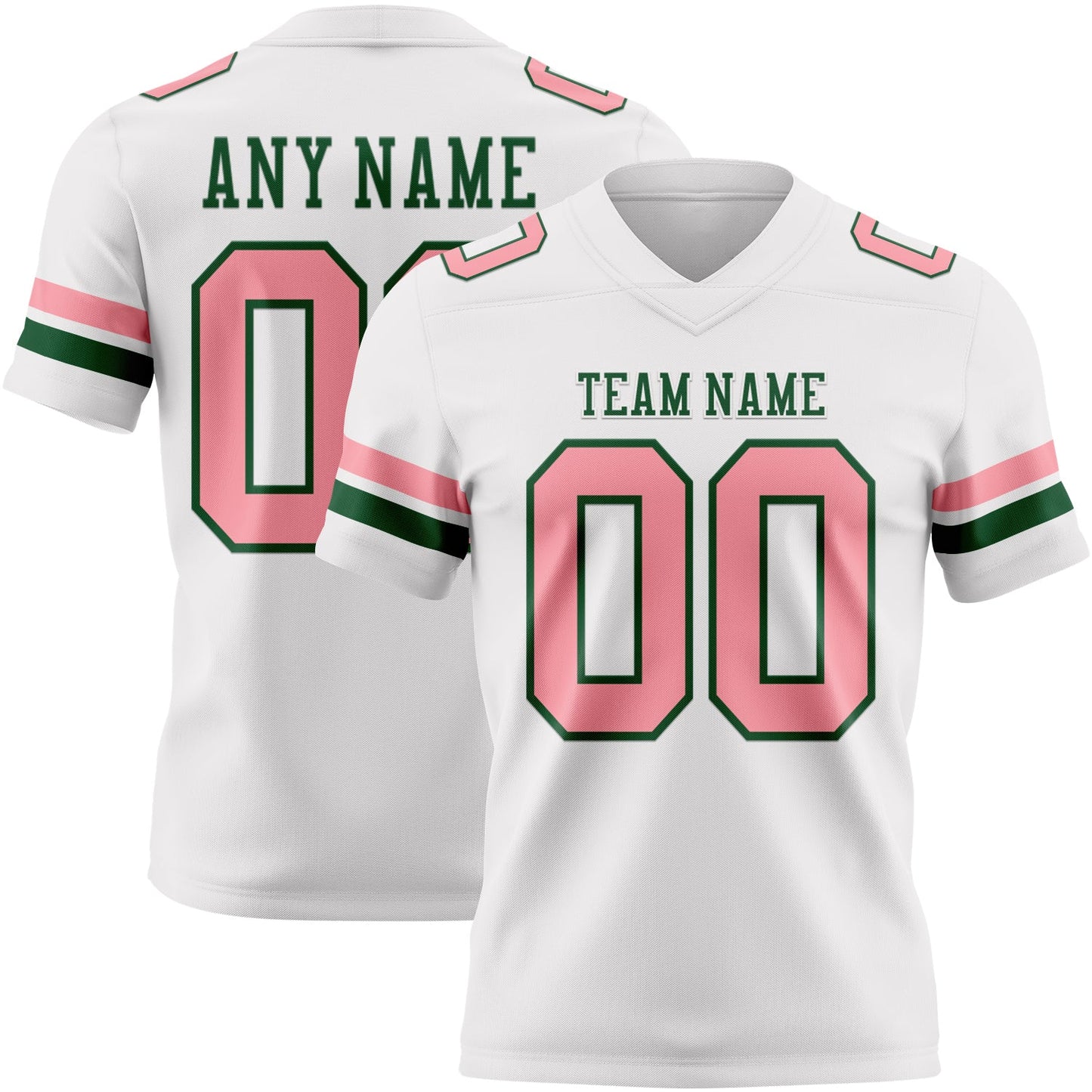 Custom White Medium Pink-Green Mesh Authentic Football Jersey - Sky-Custom