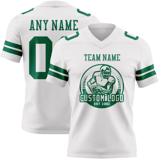 Custom White Kelly Green Mesh Authentic Football Jersey - Sky-Custom