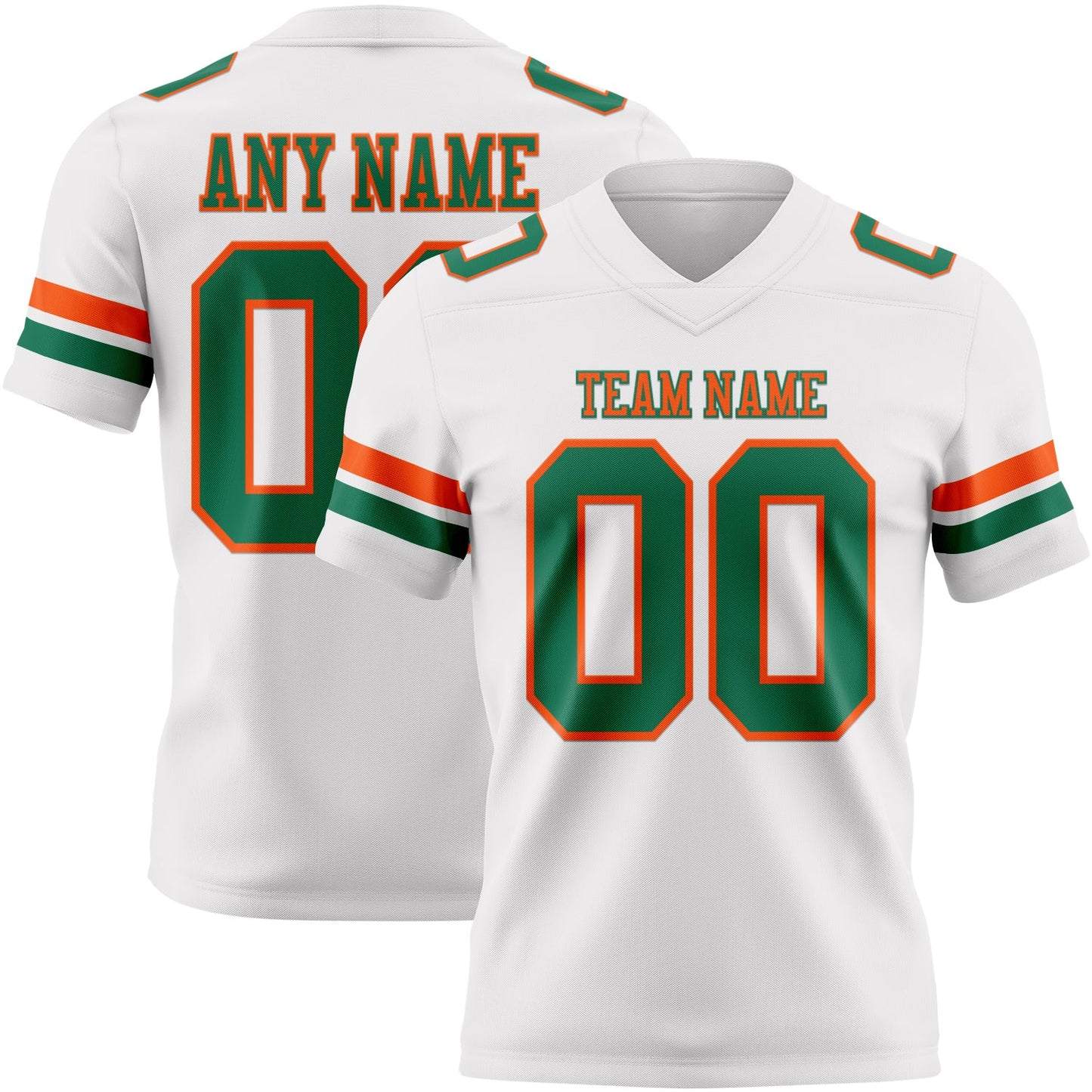 Custom White Kelly Green-Orange Mesh Authentic Football Jersey - Sky-Custom