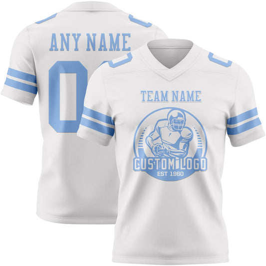 Custom White Light Blue Mesh Authentic Football Jersey - Sky-Custom