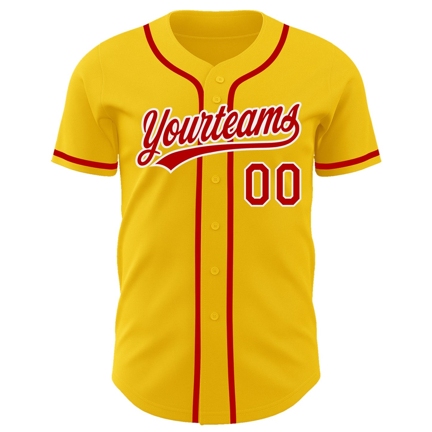 Custom Yellow Red-White Authentic Baseball Jersey - Sky-Custom