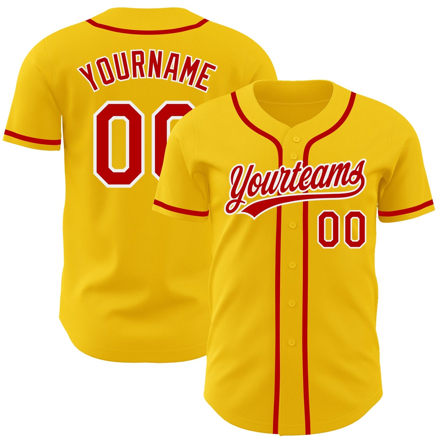 Custom Yellow Red-White Authentic Baseball Jersey - Sky-Custom