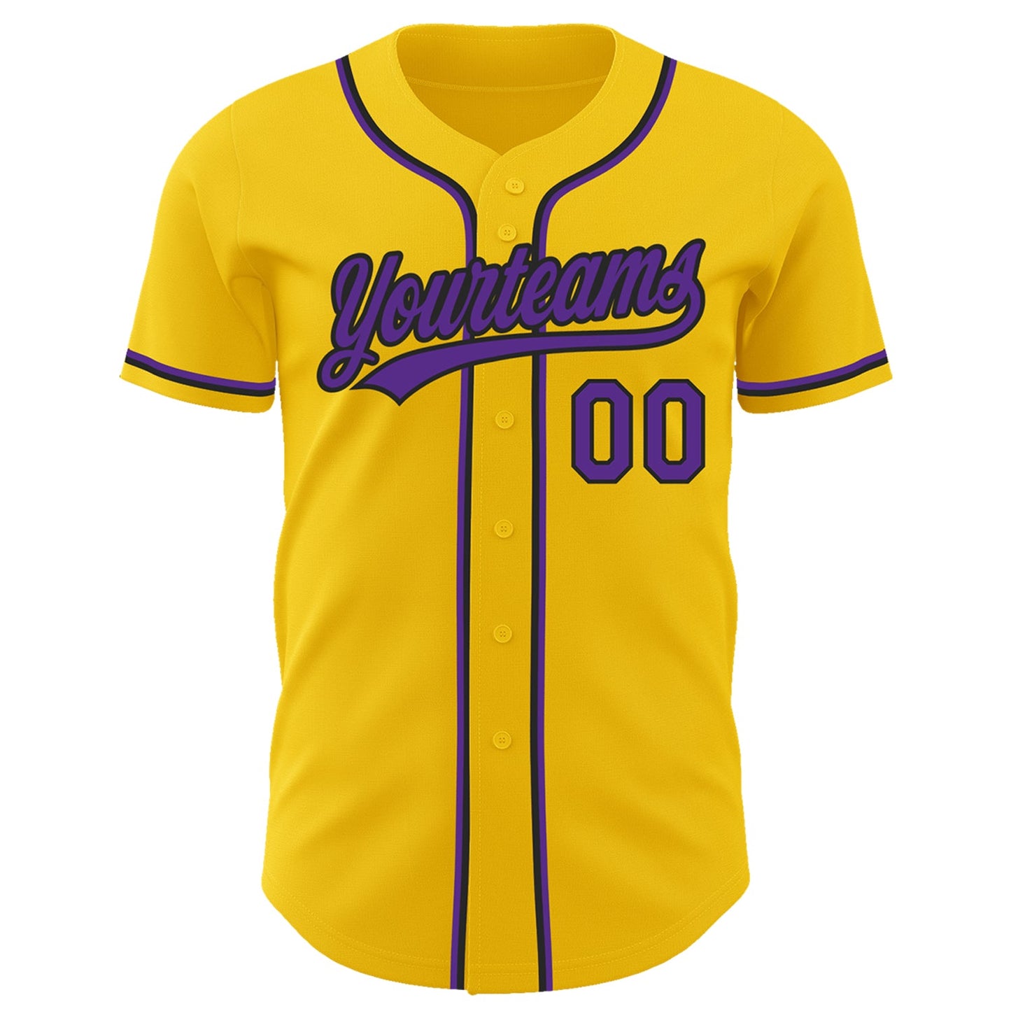 Custom Yellow Purple-Black Authentic Baseball Jersey - Sky-Custom