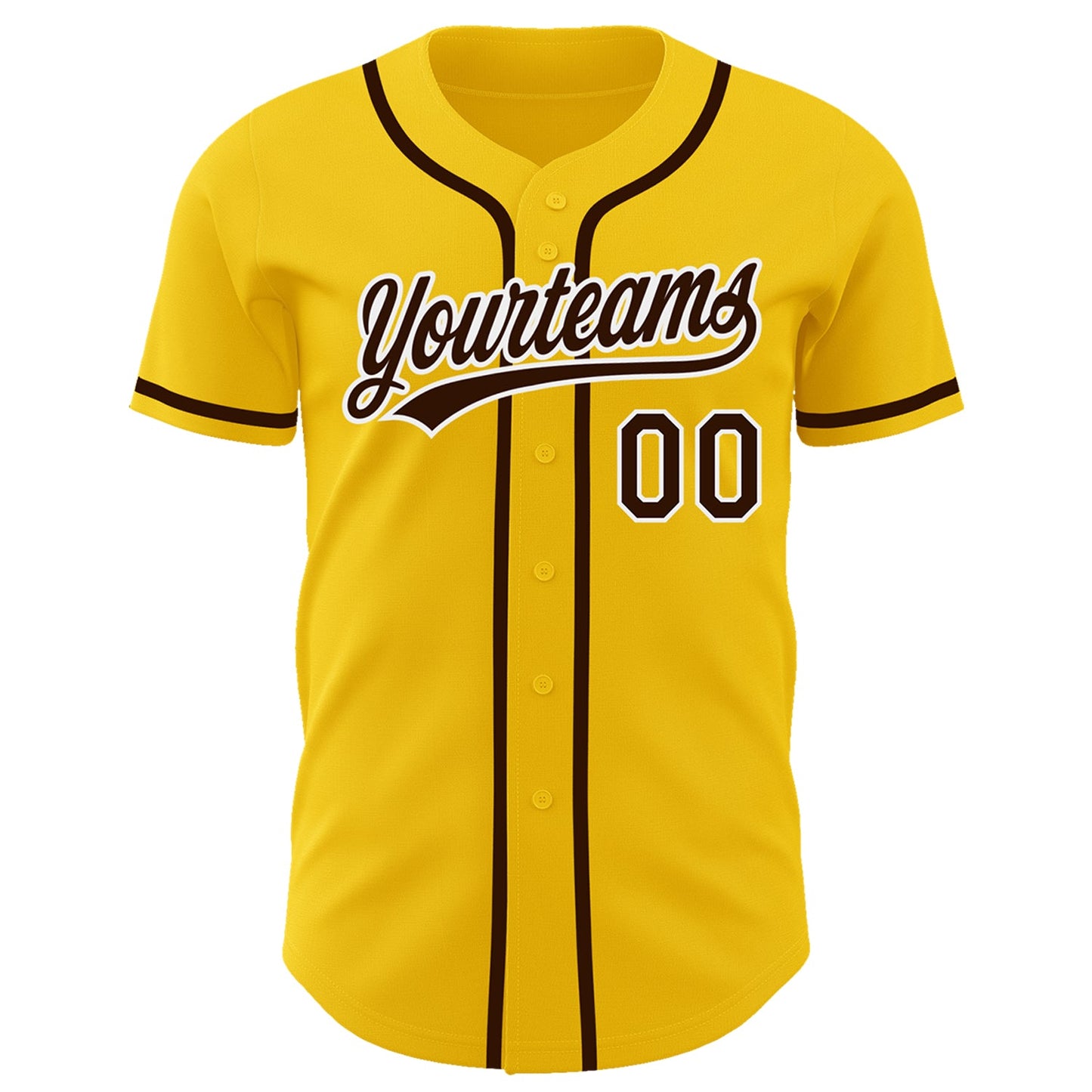 Custom Yellow Brown-White Authentic Baseball Jersey - Sky-Custom