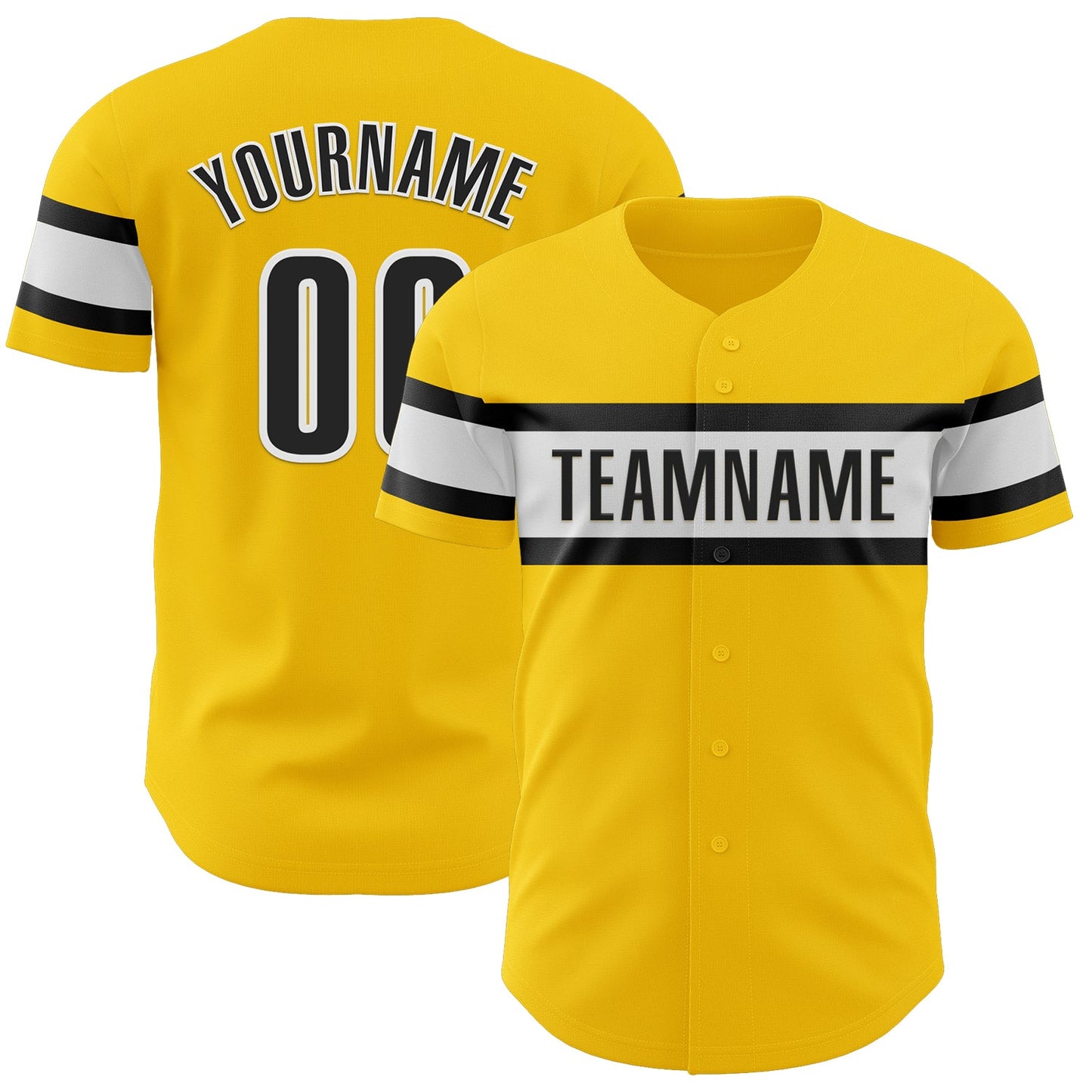 Custom Yellow Black-White Authentic Baseball Jersey - Sky-Custom