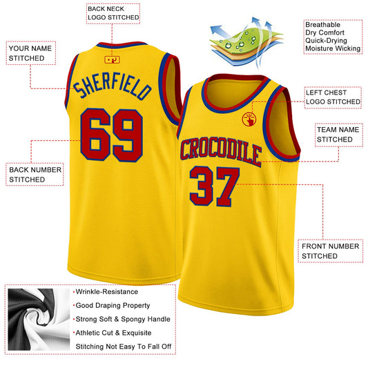 Custom Yellow Red-Royal Authentic Basketball Jersey - Sky-Custom
