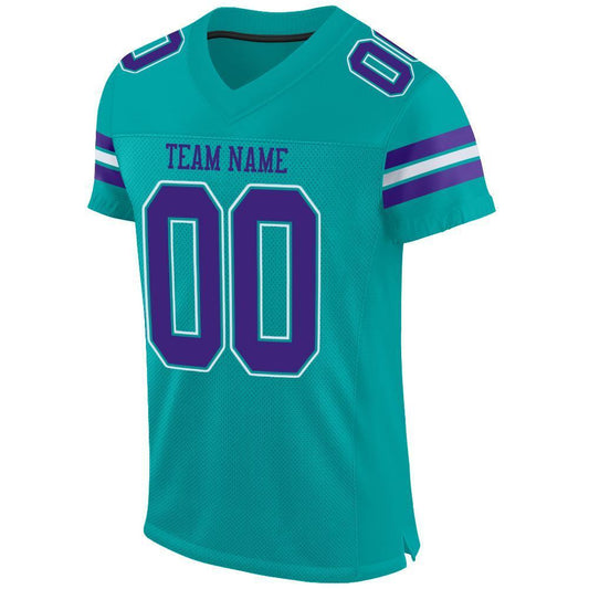 Custom Aqua Purple-White Mesh Authentic Football Jersey - Sky-Custom