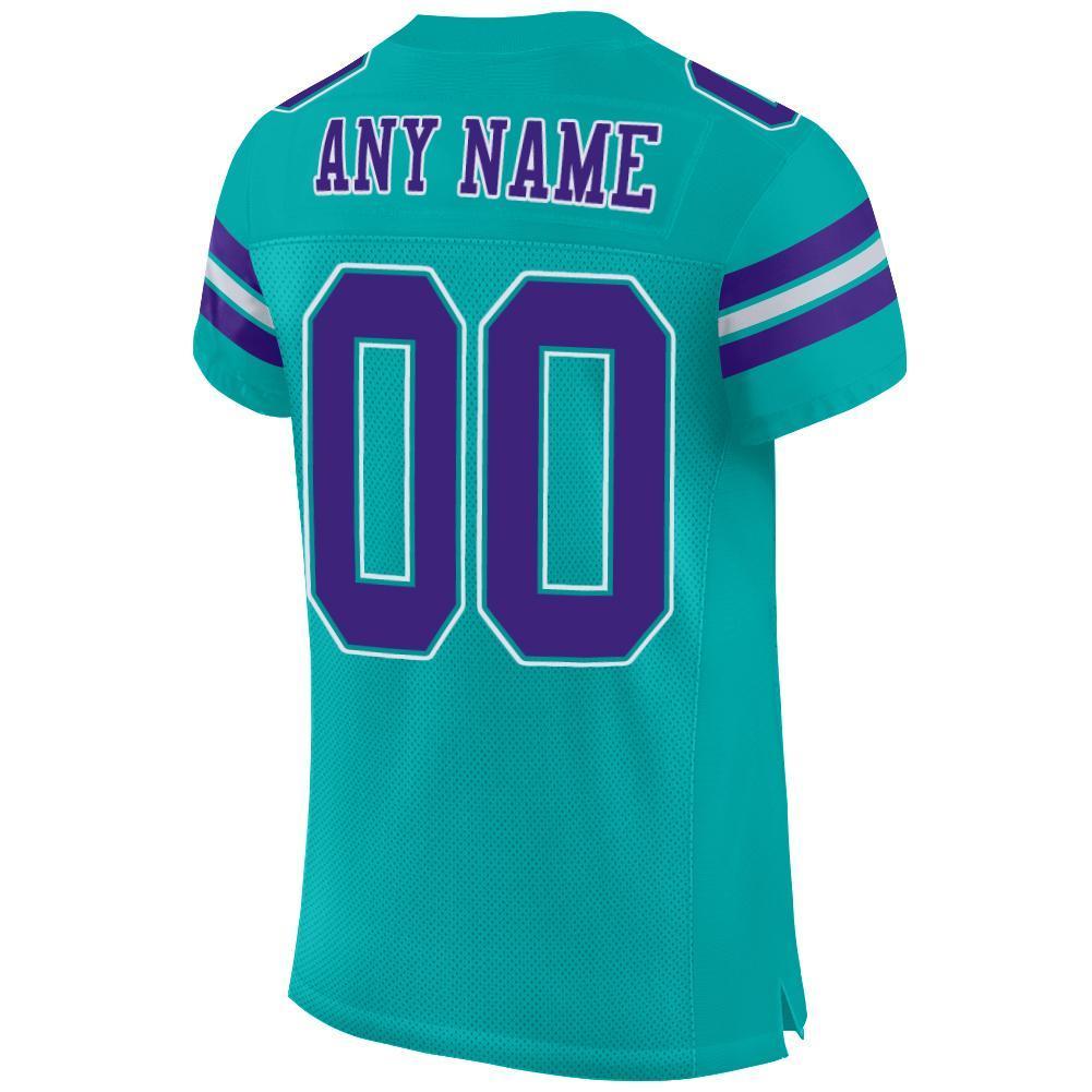 Custom Aqua Purple-White Mesh Authentic Football Jersey - Sky-Custom