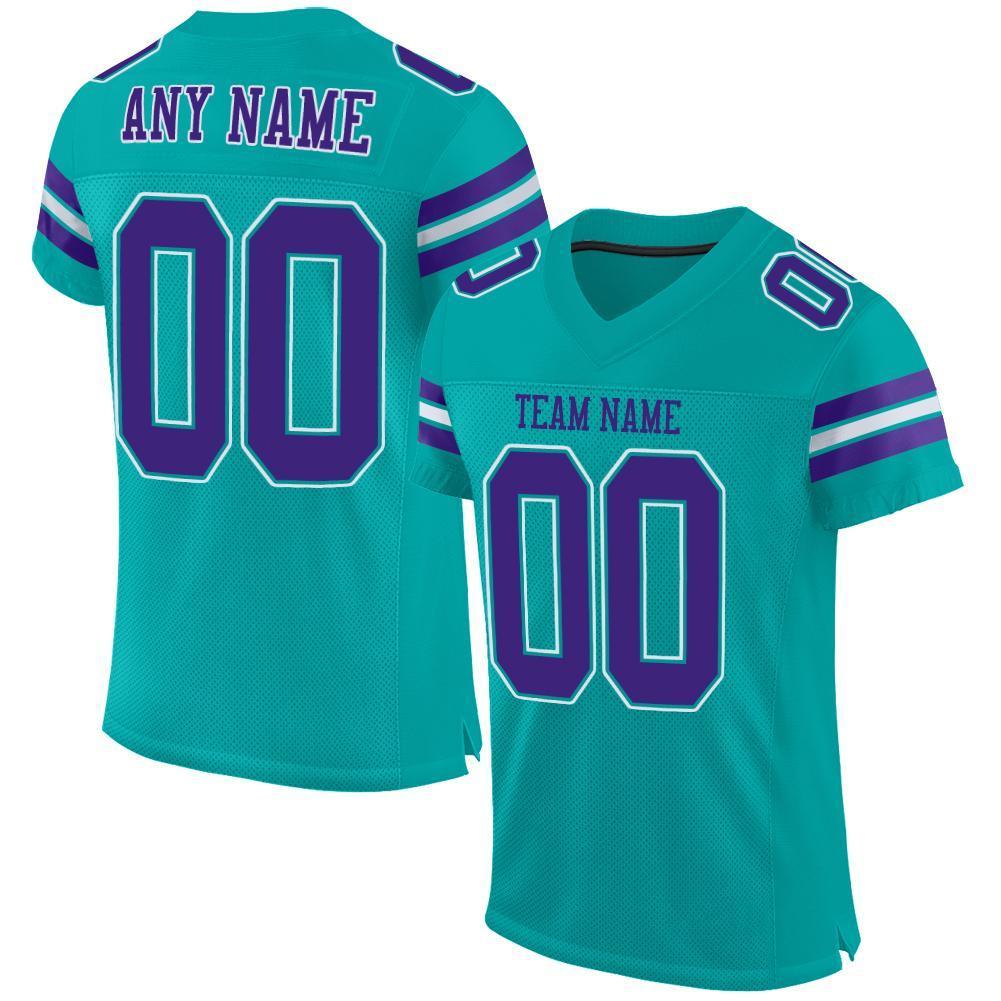 Custom Aqua Purple-White Mesh Authentic Football Jersey - Sky-Custom