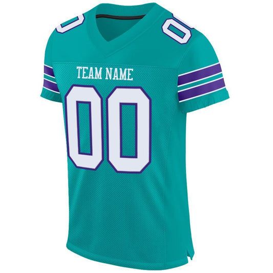 Custom Aqua White-Purple Mesh Authentic Football Jersey - Sky-Custom
