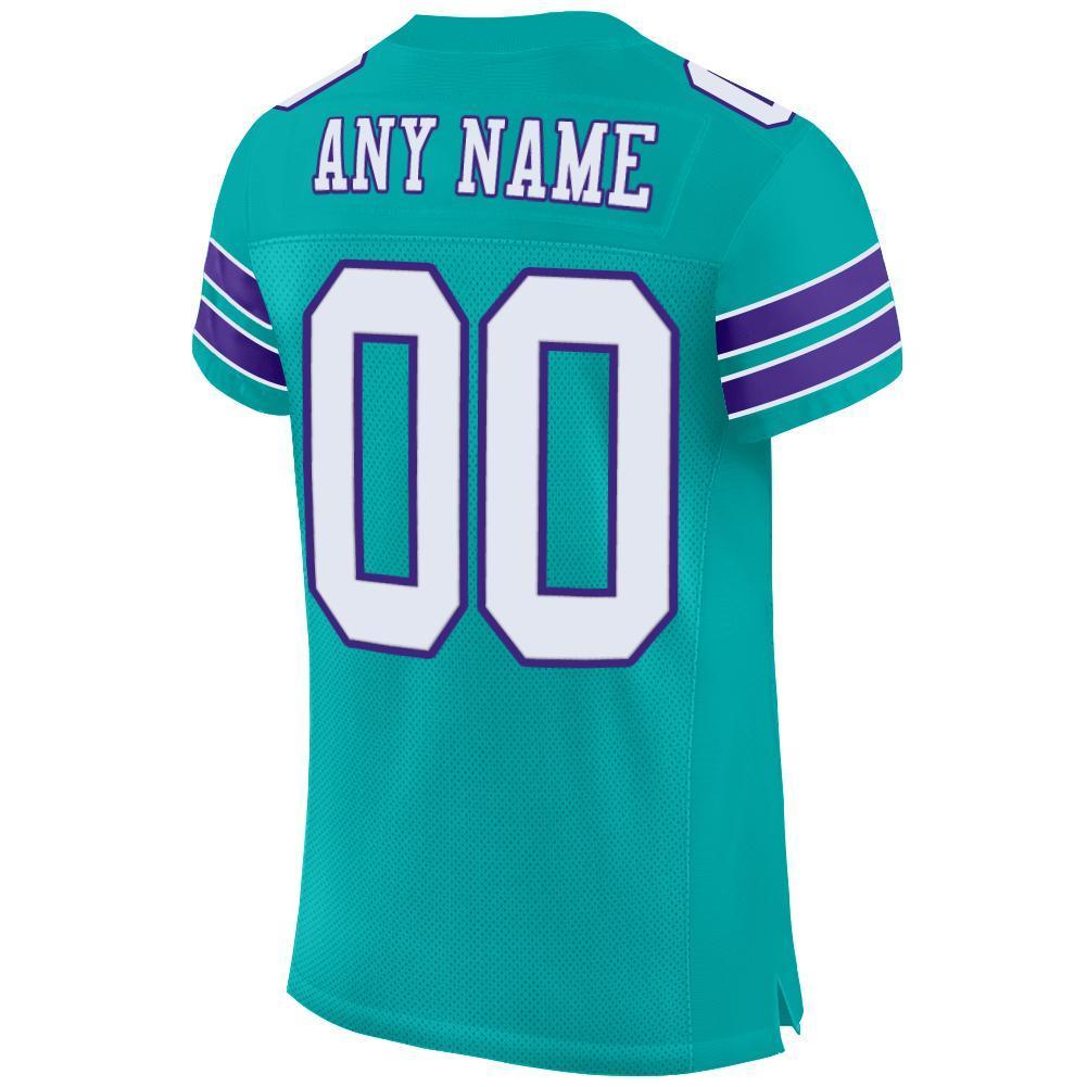 Custom Aqua White-Purple Mesh Authentic Football Jersey - Sky-Custom