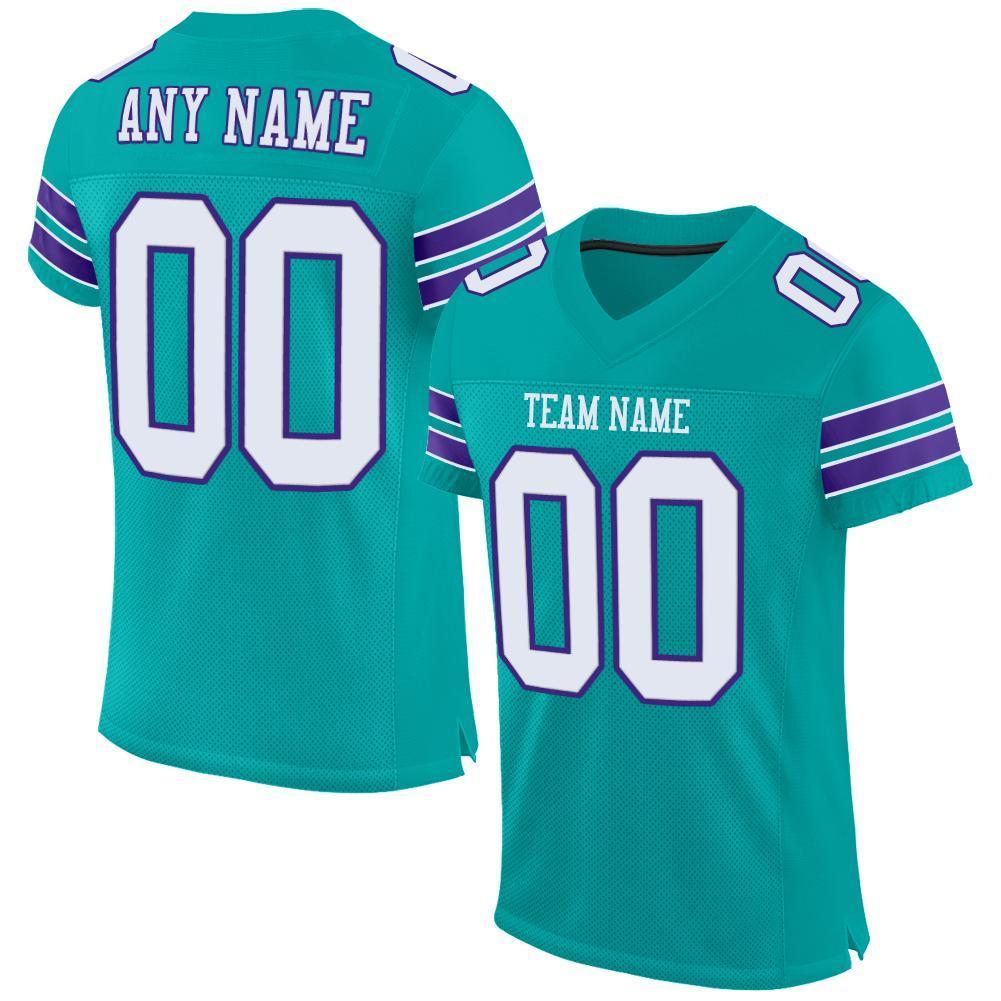 Custom Aqua White-Purple Mesh Authentic Football Jersey - Sky-Custom