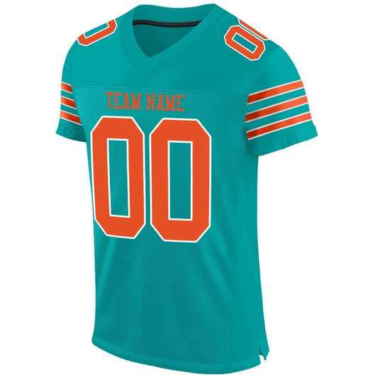 Custom Aqua Orange-White Mesh Authentic Football Jersey - Sky-Custom