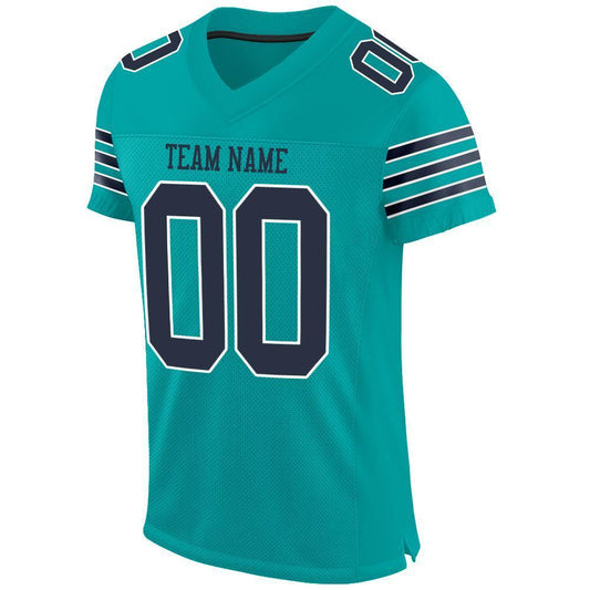Custom Aqua Navy-White Mesh Authentic Football Jersey - Sky-Custom