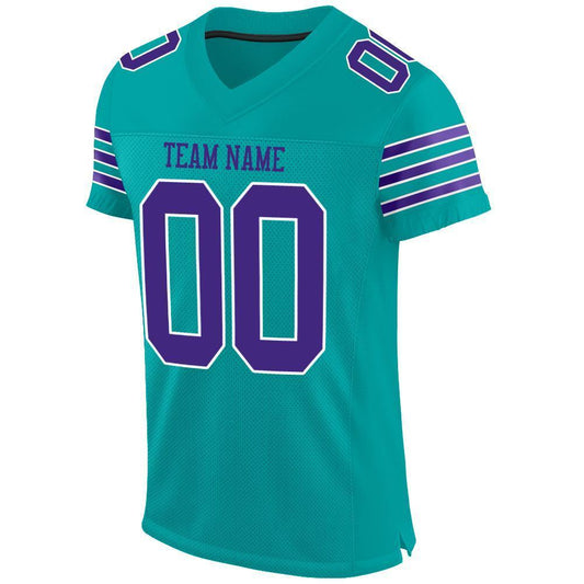 Custom Aqua Purple-White Mesh Authentic Football Jersey - Sky-Custom