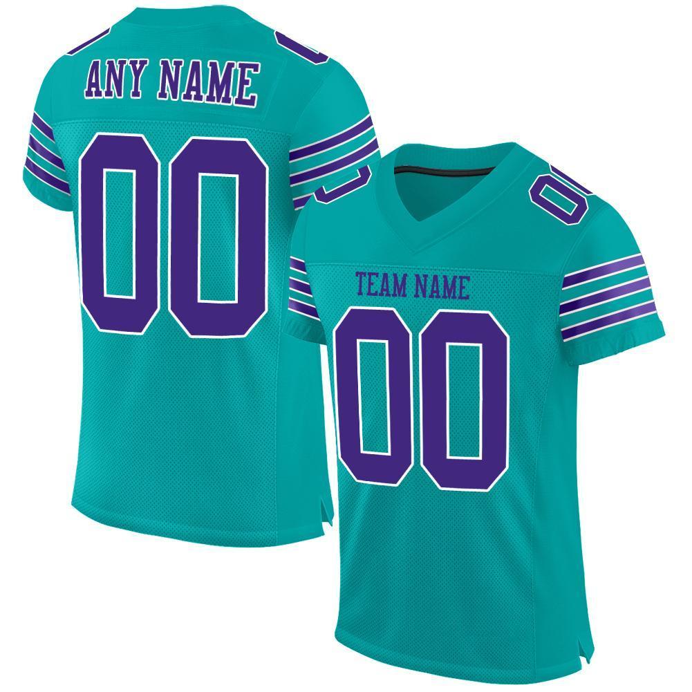 Custom Aqua Purple-White Mesh Authentic Football Jersey - Sky-Custom