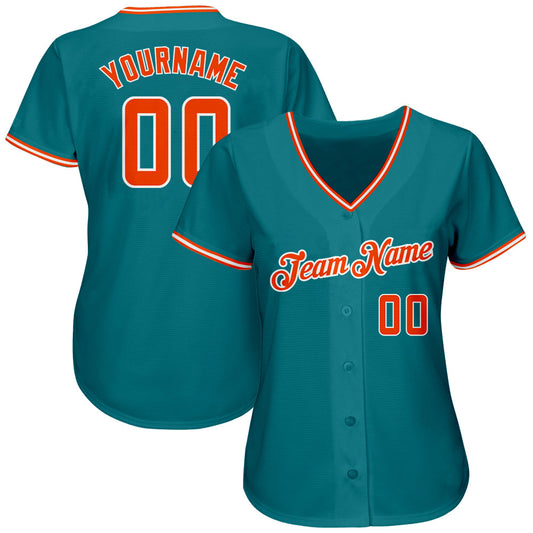 Custom Teal Orange-White Authentic Baseball Jersey - Sky-Custom