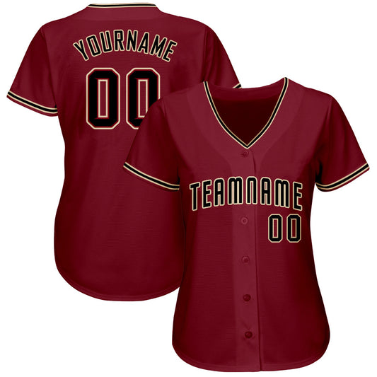 Custom Crimson Black-City Cream Baseball Jersey - Sky-Custom