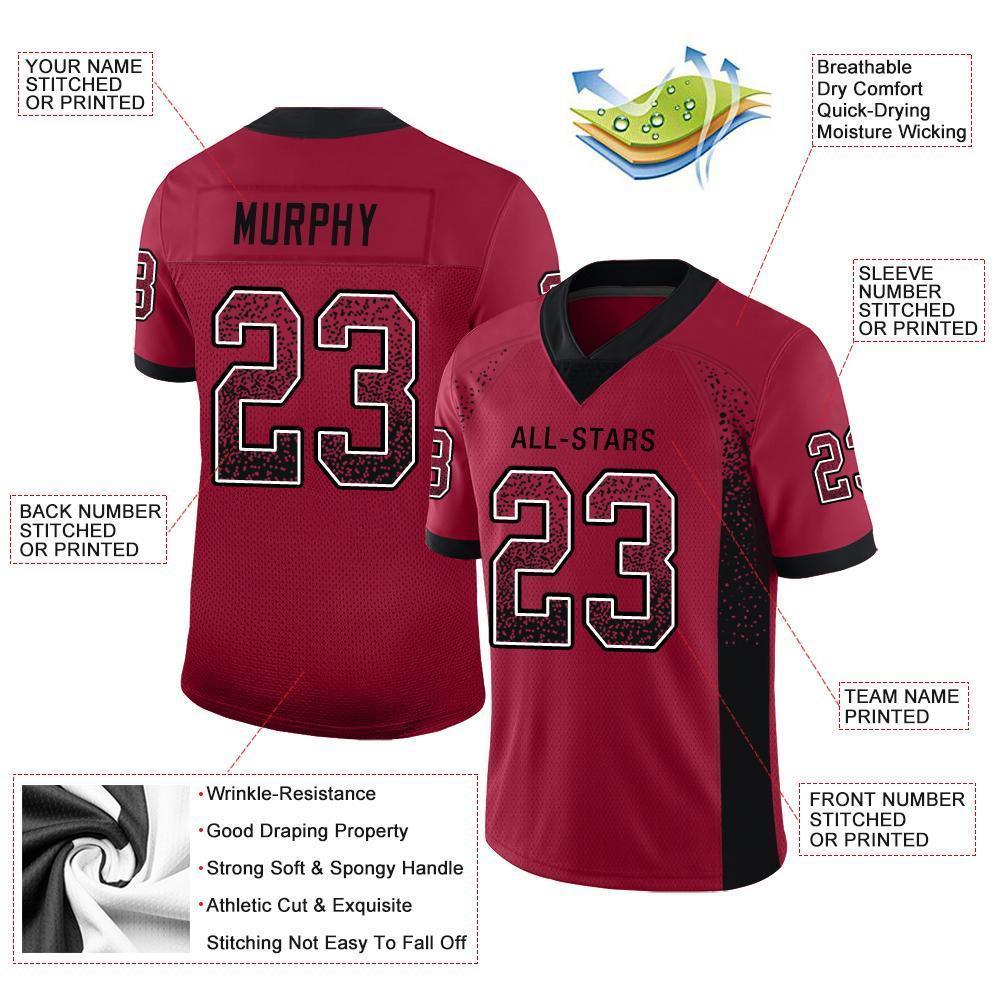 Custom Cardinal Black-White Mesh Drift Fashion Football Jersey - Sky-Custom
