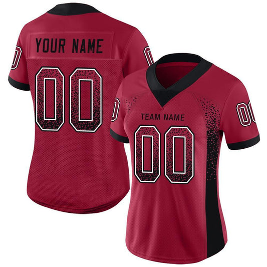 Custom Cardinal Black-White Mesh Drift Fashion Football Jersey - Sky-Custom