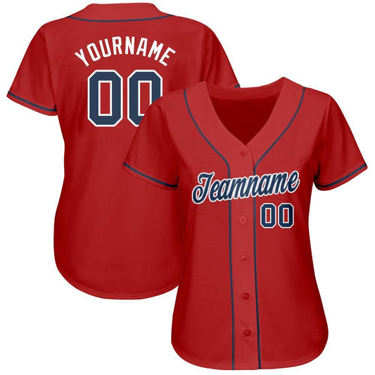 Custom Red Navy-White Baseball Jersey - Sky-Custom