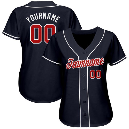 Custom Navy Red-White Baseball Jersey - Sky-Custom