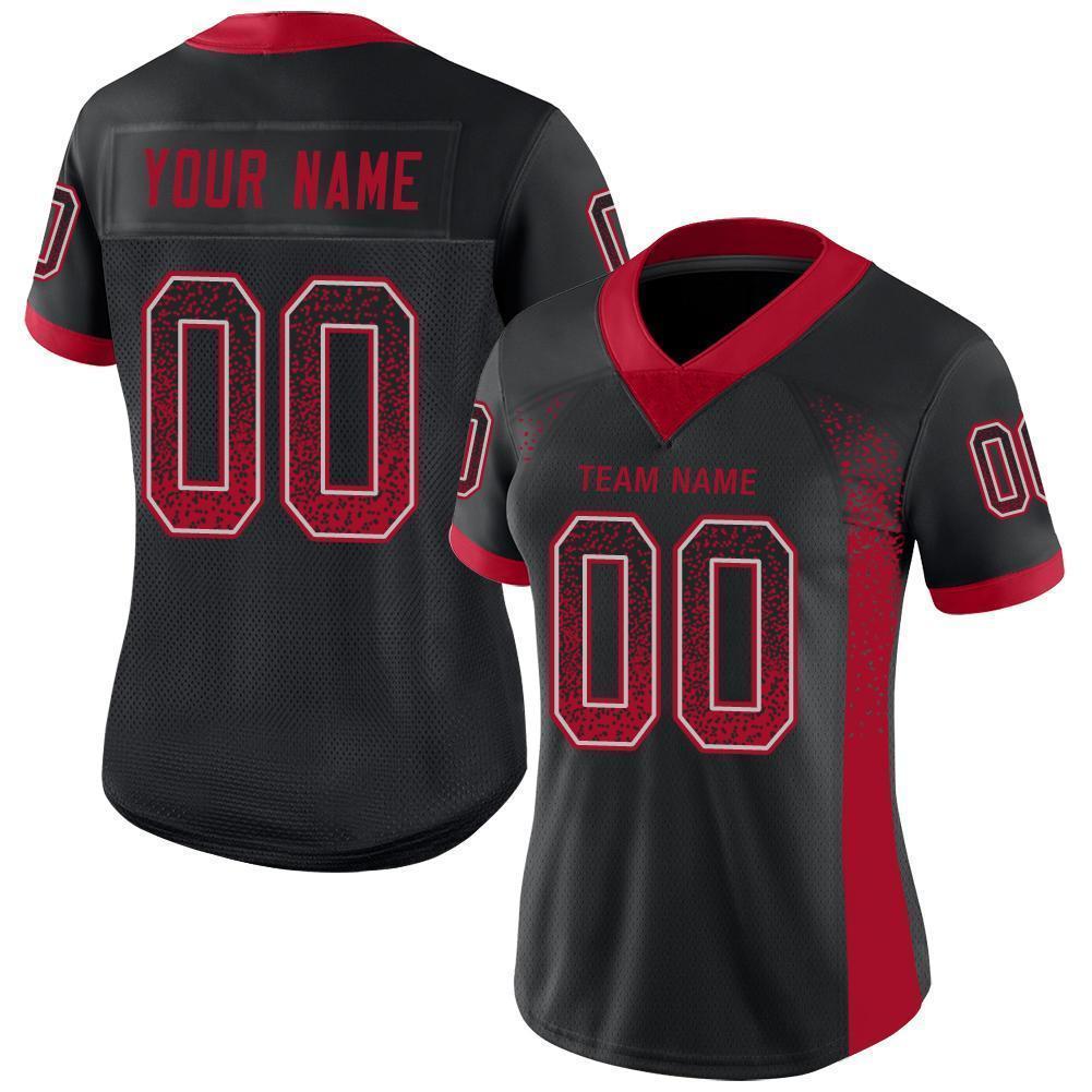 Custom Black Red-Gray Mesh Drift Fashion Football Jersey - Sky-Custom