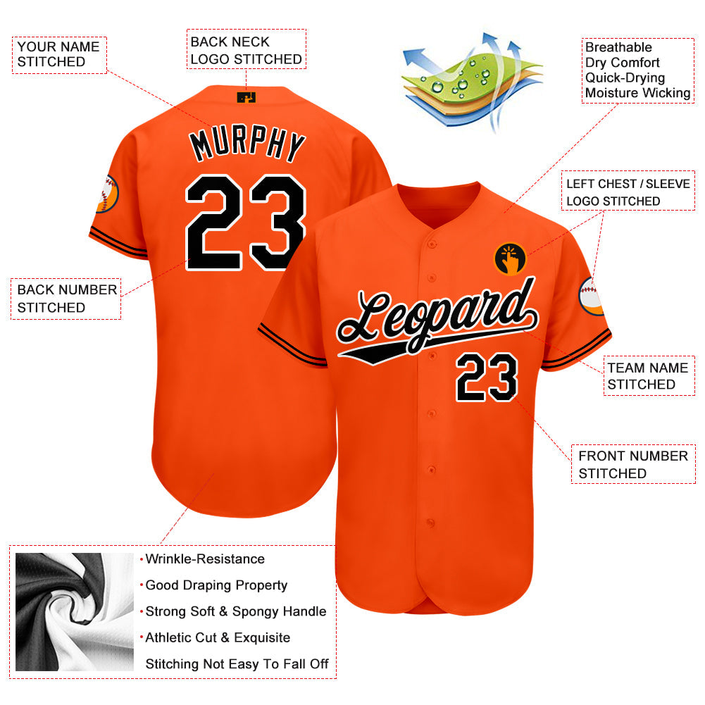 Custom Orange Black-White Baseball Jersey - Sky-Custom