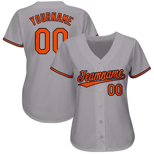 Custom Gray Orange-Black Baseball Jersey - Sky-Custom