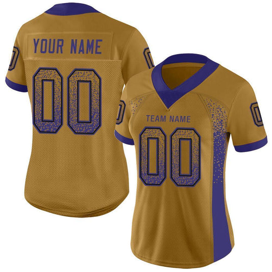 Custom Old Gold Purple-Black Mesh Drift Fashion Football Jersey - Sky-Custom