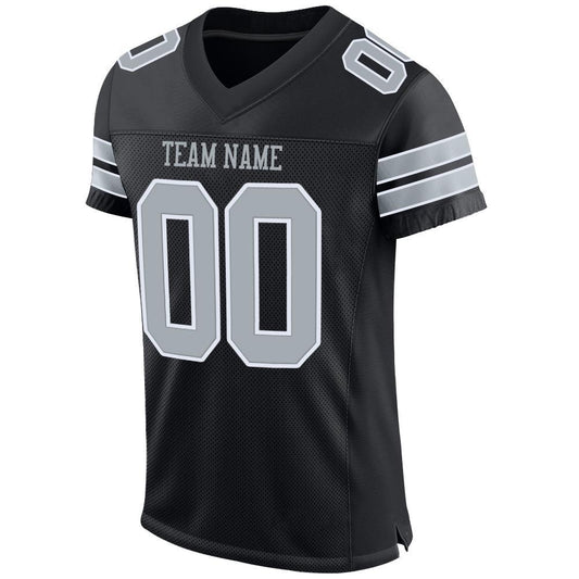 Custom Black Silver-White Mesh Authentic Football Jersey - Sky-Custom