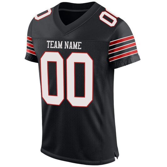 Custom Black White-Scarlet Mesh Authentic Football Jersey - Sky-Custom