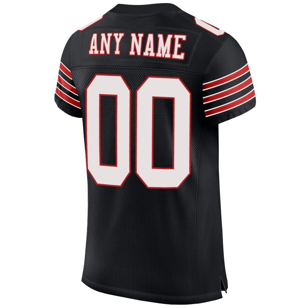 Custom Black White-Scarlet Mesh Authentic Football Jersey - Sky-Custom