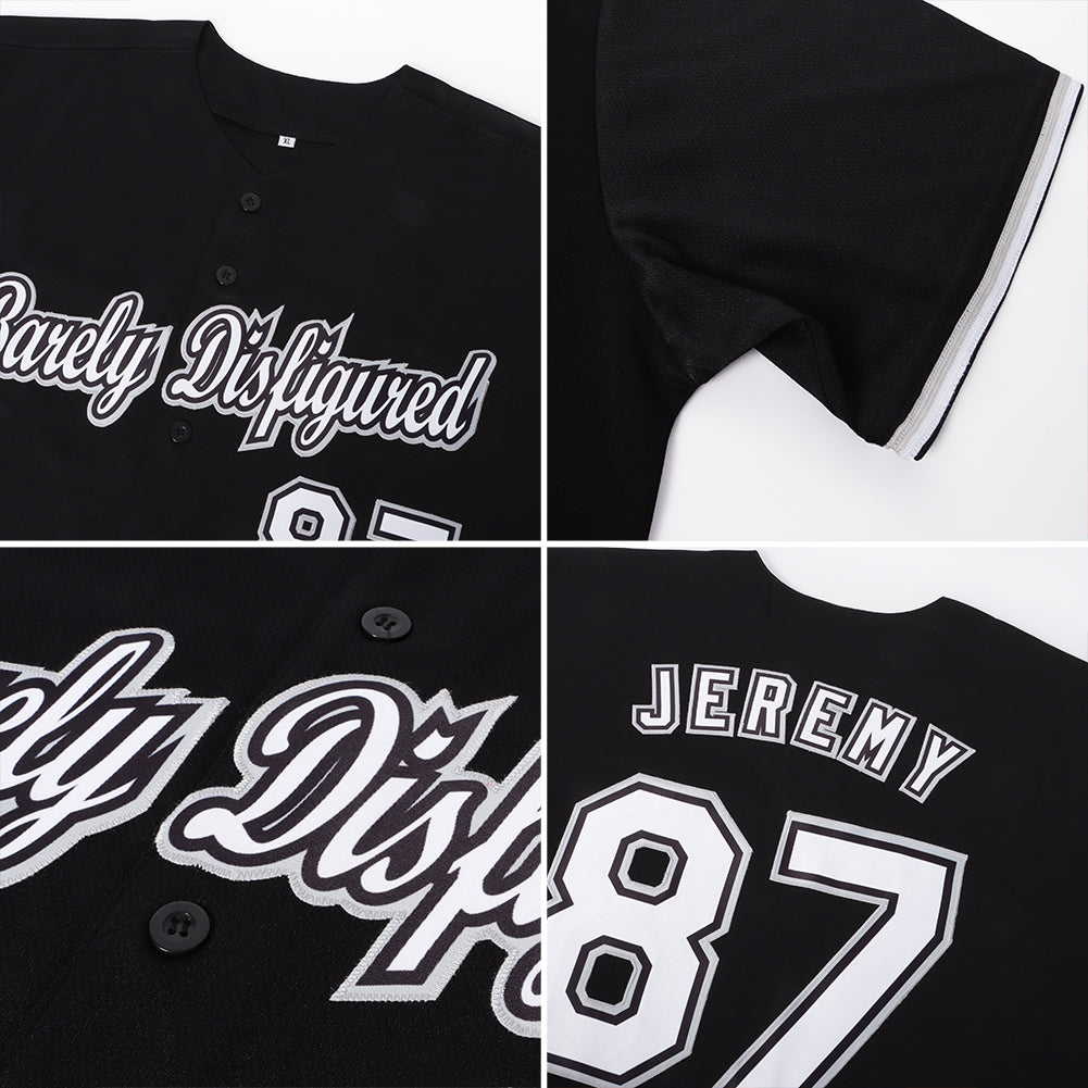 Custom Black White-Gray Authentic Baseball Jersey - Sky-Custom