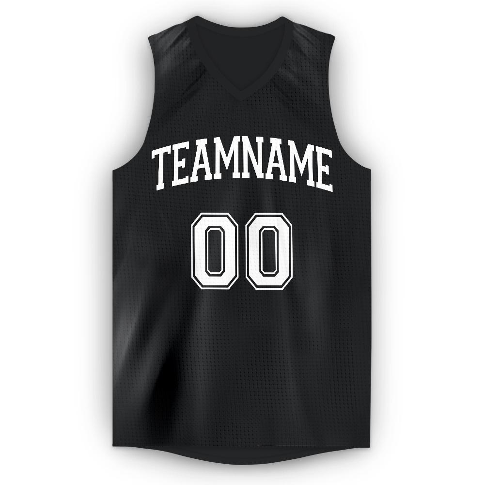 Custom Black White V-Neck Basketball Jersey - Sky-Custom