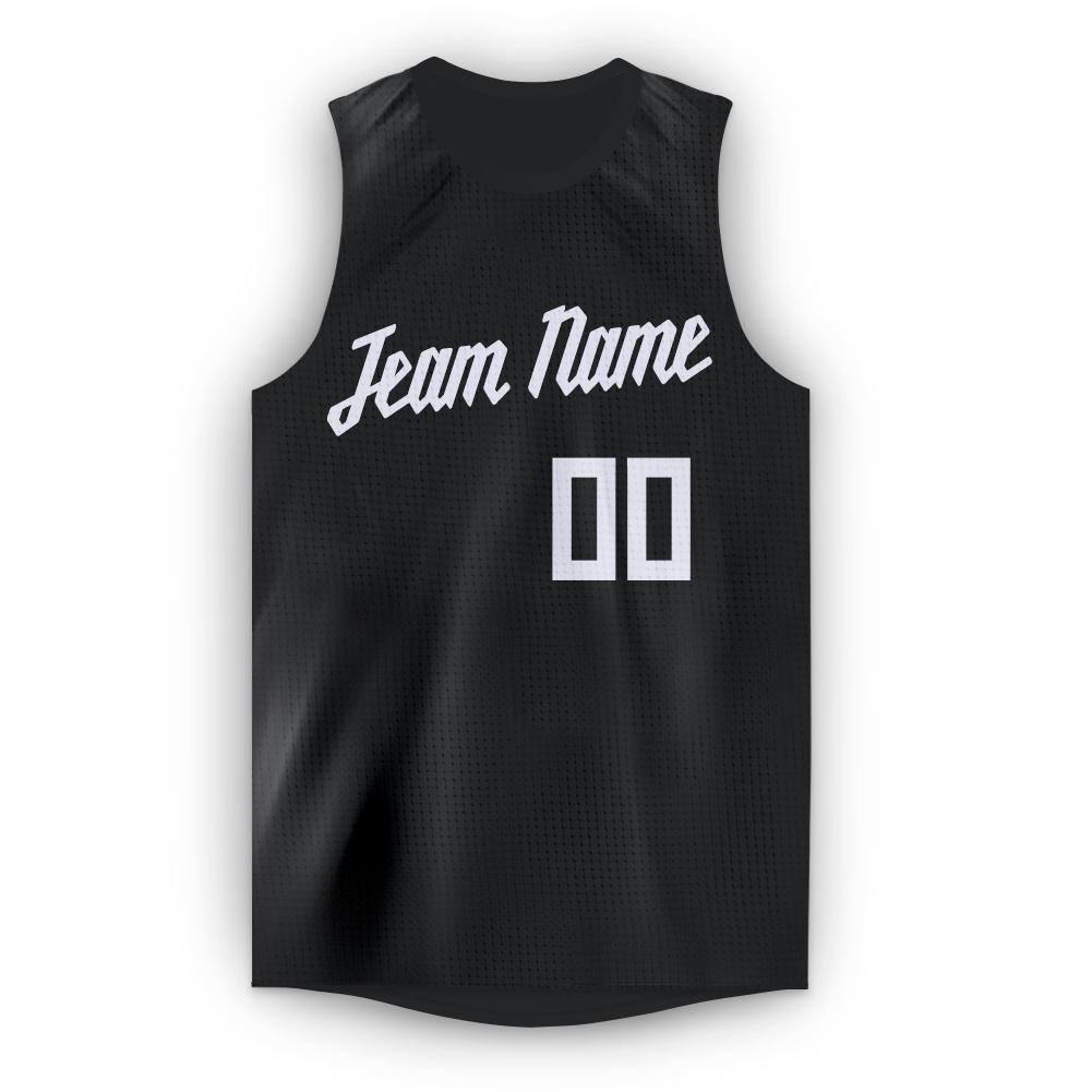 Custom Black White Round Neck Basketball Jersey - Sky-Custom