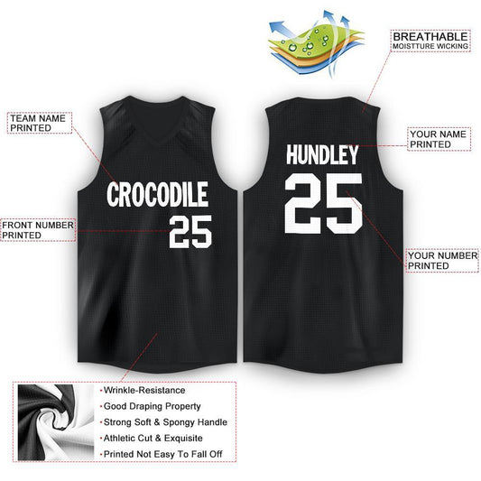 Custom Black White V-Neck Basketball Jersey - Sky-Custom