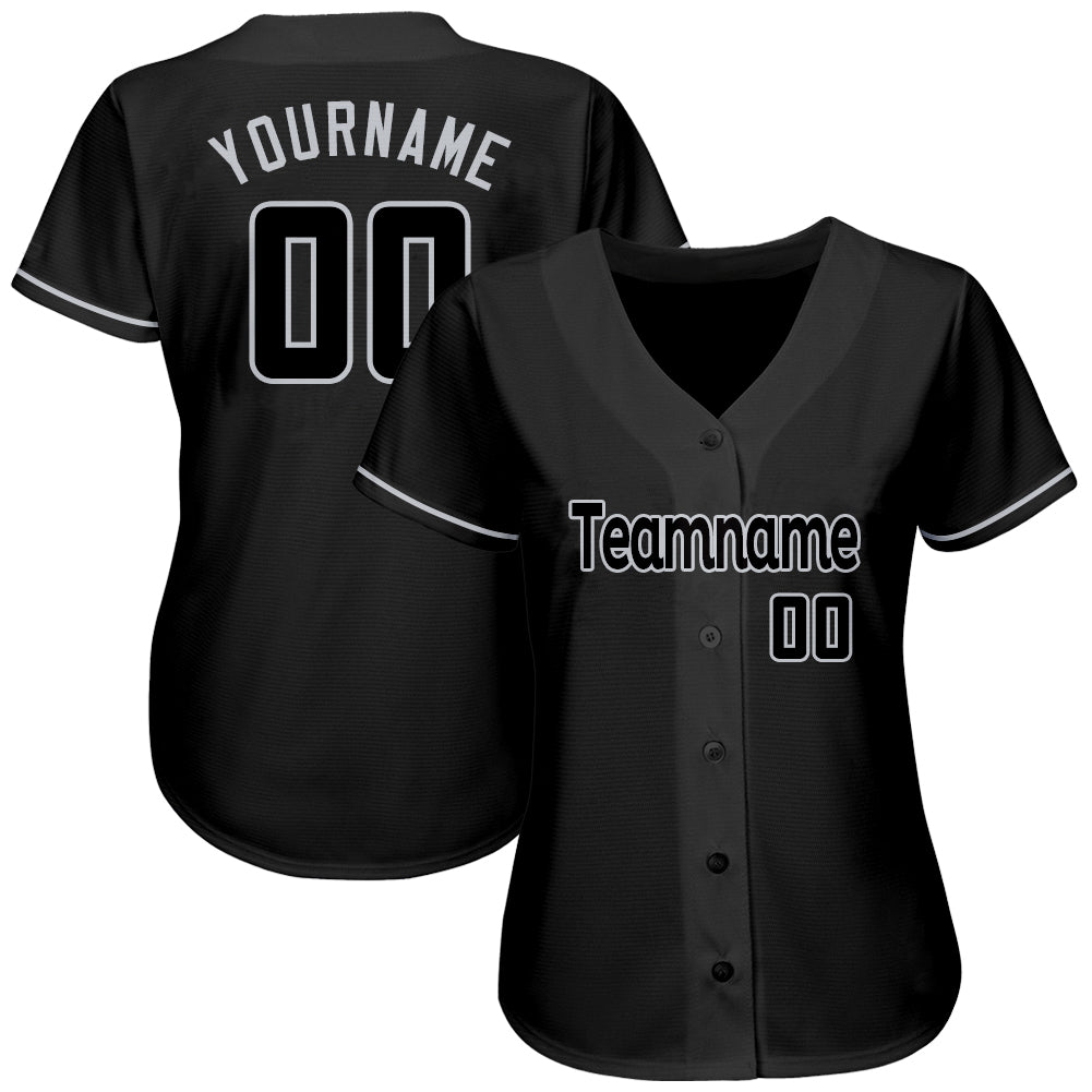 Custom Black Black-Gray Authentic Baseball Jersey - Sky-Custom