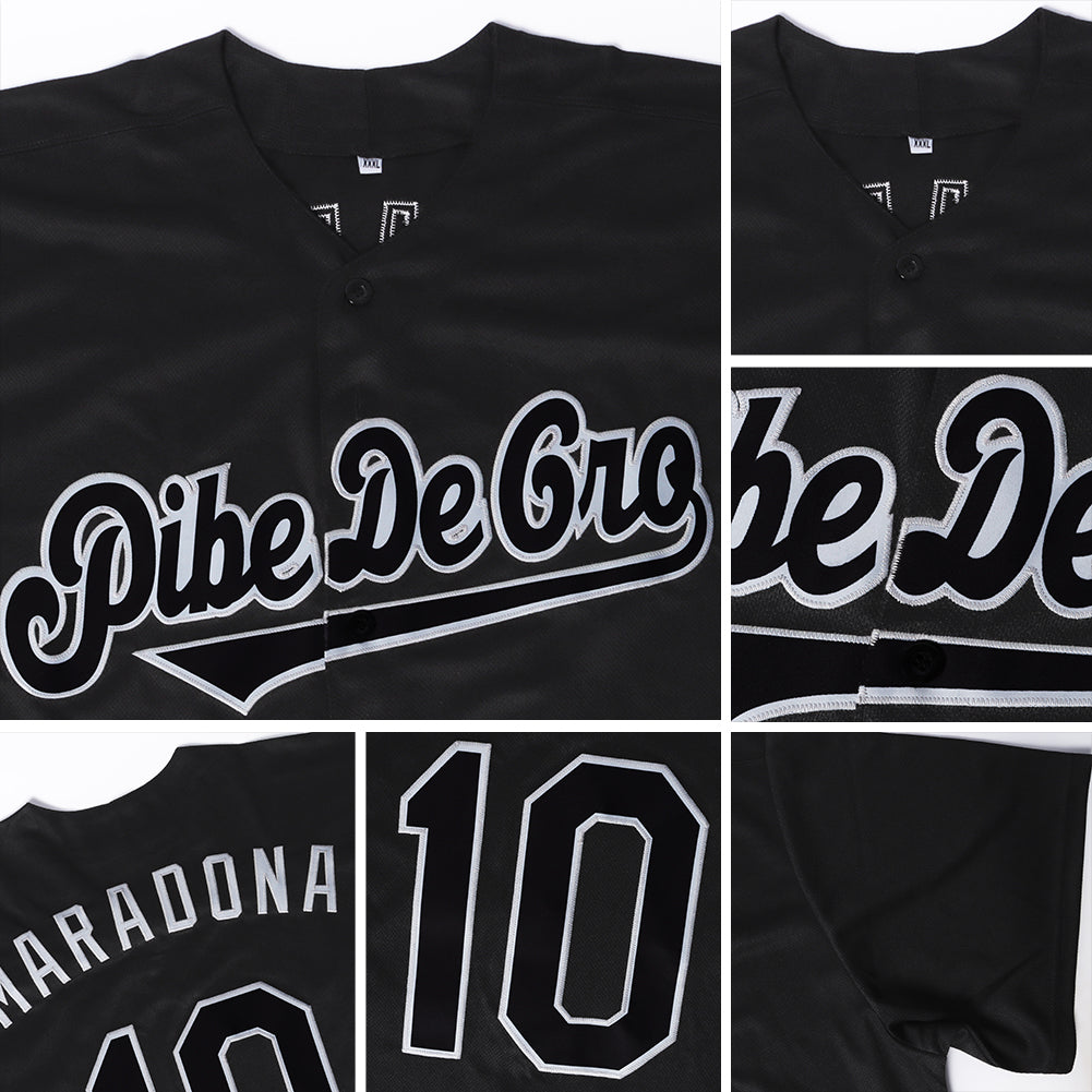 Custom Black Black-Gray Authentic Baseball Jersey - Sky-Custom