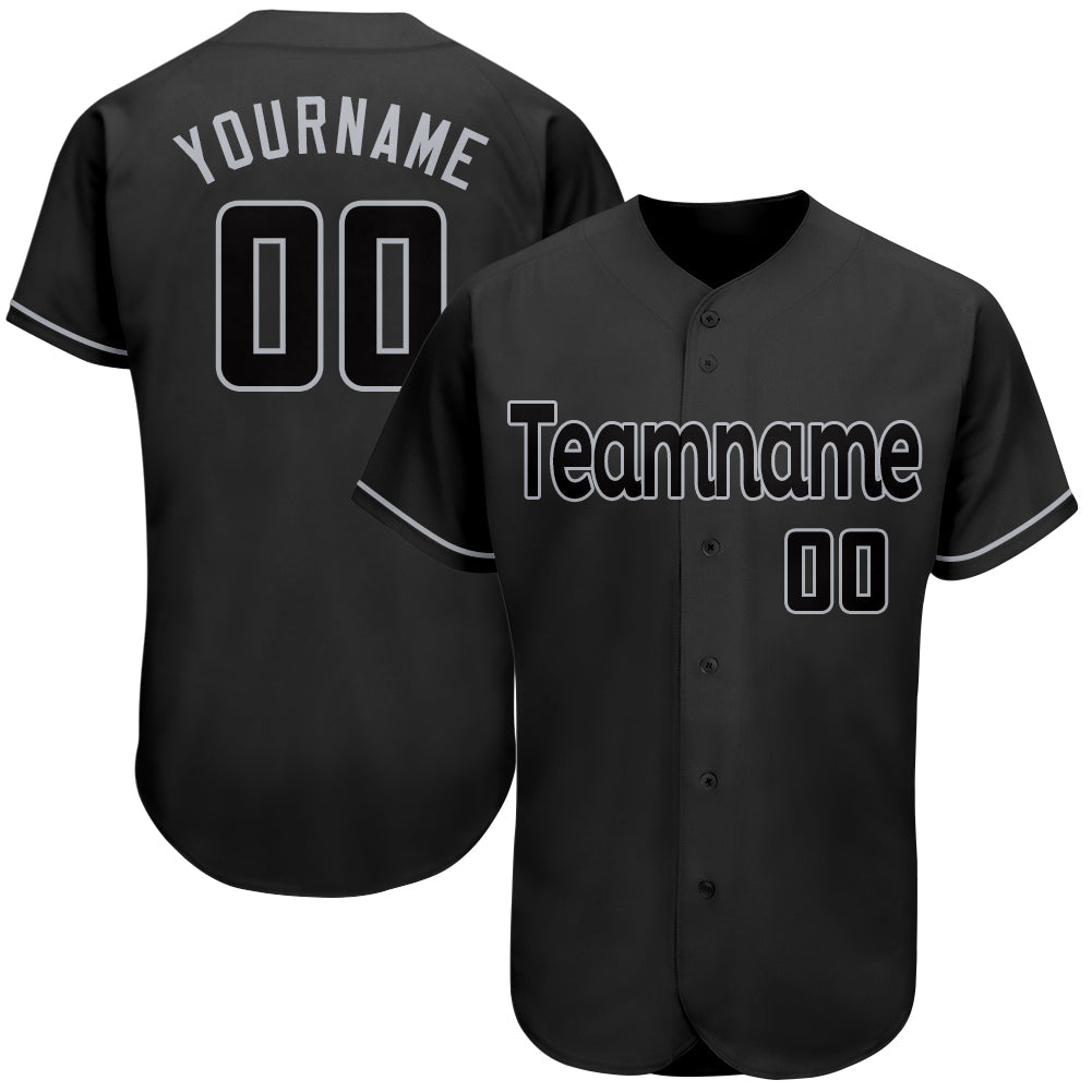 Custom Black Black-Gray Authentic Baseball Jersey - Sky-Custom