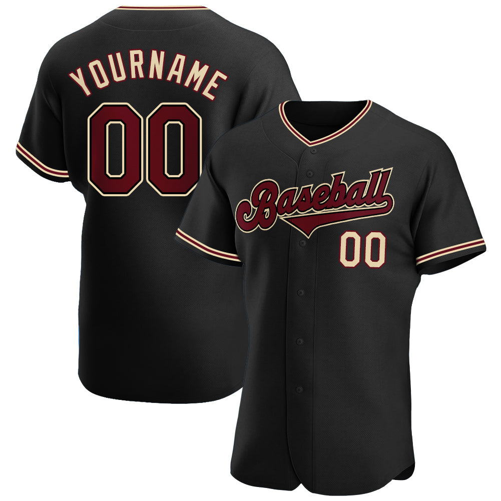Custom Black Crimson-City Cream Authentic Baseball Jersey - Sky-Custom