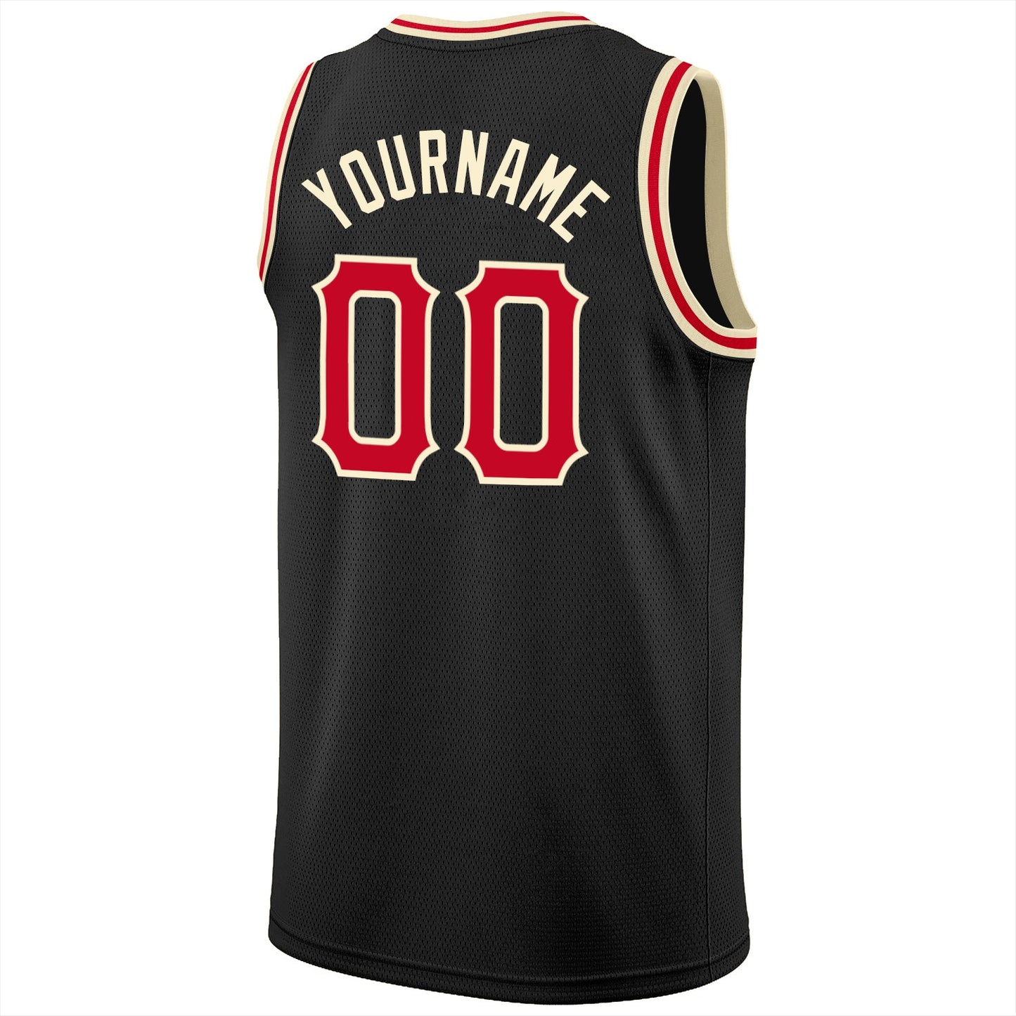Custom Black Red-Cream Round Neck Rib-Knit Basketball Jersey - Sky-Custom