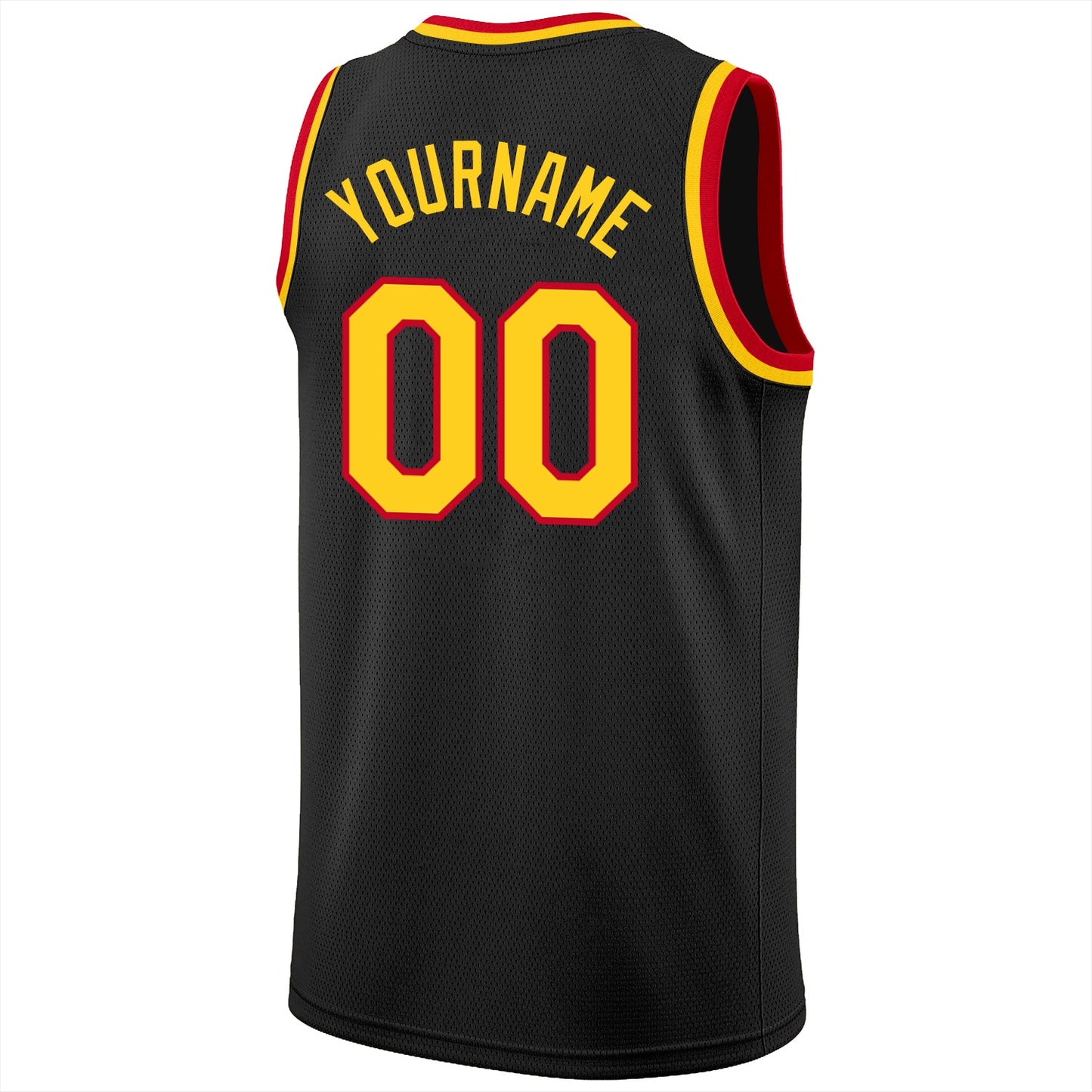 Custom Black Gold-Red Round Neck Rib-Knit Basketball Jersey - Sky-Custom